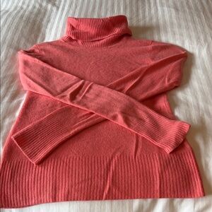 J. Crew Coral Pink Turtleneck Cashmere Sweater